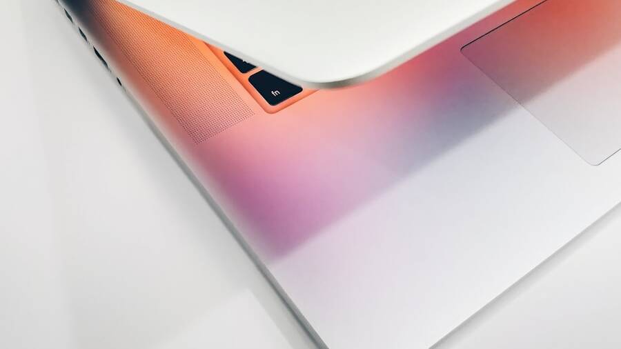 Apple MacBook air on wooden surface